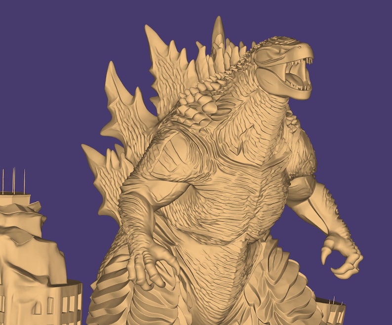 Modelo 3D de Godzilla: Diorama de Godzilla (archivo STL), Monstruo STL, Modelo 3D de Monstruo, Rey Monstruo 3D, Figura de Acción STL, Archivo para impresora 3D imagen 11