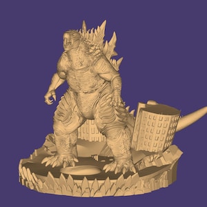 Modelo 3D de Godzilla: Diorama de Godzilla (archivo STL), Monstruo STL, Modelo 3D de Monstruo, Rey Monstruo 3D, Figura de Acción STL, Archivo para impresora 3D imagen 3