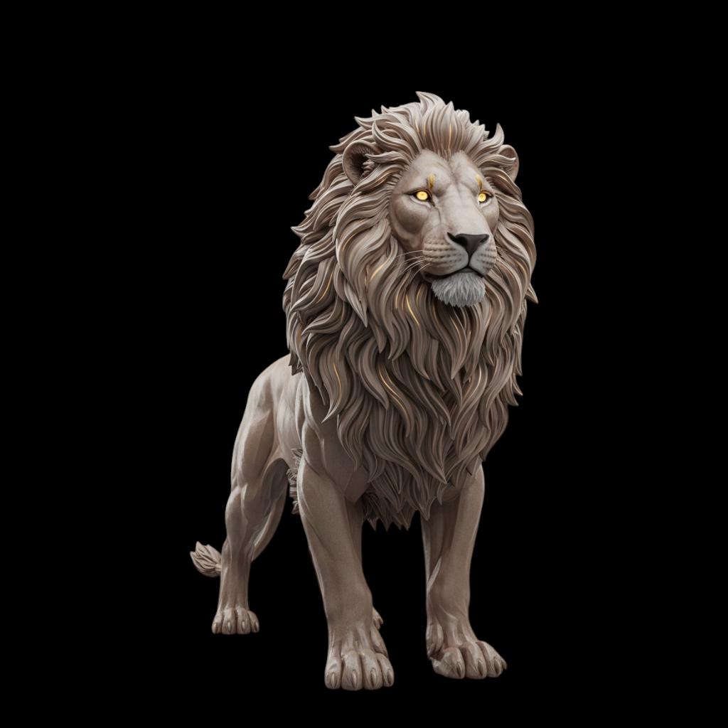 Lion 3D Model: Lion Statue STL File, Animal 3D Model, 3D Home Decor, 3D STL File, High Quality Model