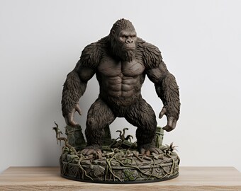 Kong Diorama STL : King Kong 3D Model , Kong Statue , Monster 3D Model , Action Figurine STL File , 3D printer File , Ape Stl File