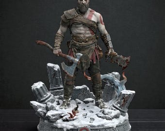 Kratos God of War : God of War STL File , Kratos STL File , Kratos 3D STL Game 3D Model , God of War Figurine ,Game Statue