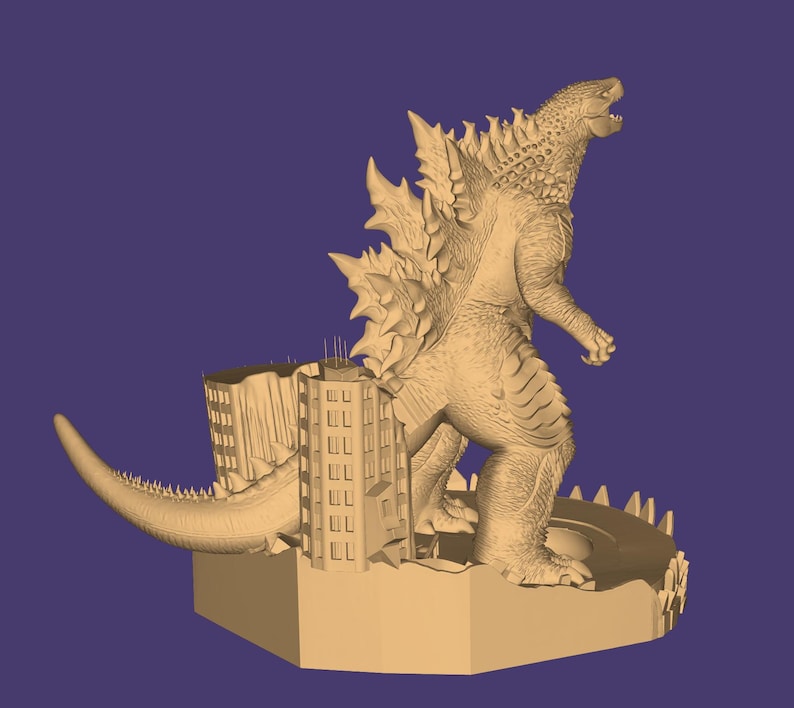 Modelo 3D de Godzilla: Diorama de Godzilla (archivo STL), Monstruo STL, Modelo 3D de Monstruo, Rey Monstruo 3D, Figura de Acción STL, Archivo para impresora 3D imagen 5