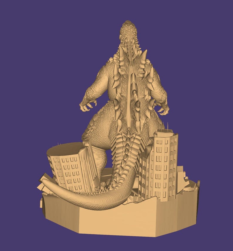 Modelo 3D de Godzilla: Diorama de Godzilla (archivo STL), Monstruo STL, Modelo 3D de Monstruo, Rey Monstruo 3D, Figura de Acción STL, Archivo para impresora 3D imagen 8