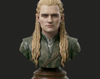Legolas 3D-model: Legolas-buste STL-bestand, 3D-model Lorf of the Rings, Lotr-bustemodel, 3D-model buste, elfenstandbeeld, 3D-model elfen