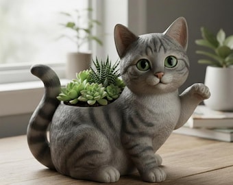 Cat Planter 3D Model : Succulent Planter STL File , Cactus Planter Shelf , Stacked Planter , Flower Pot , Flower Planter 3D Print File