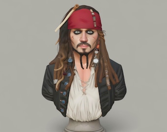 Jack Sparrow 3D-modell: Jack Sparrow STL-fil, Sjöman 3D-modell, Pirates of the Caribbean 3D-modell, Pirates 3D-modell