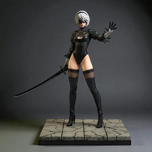 2B - Nier Automa 3D Model : Yorha 2B 3D Model , 2B STL File , High Quality 3D Model , Anime 3D Model , Anime STL File , Nier Automata STL
