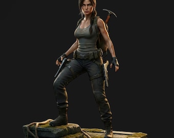 Modelo 3D de Lara Croft: Archivo STL de Lara Croft, Archivo STL de Tomb Rider, Modelo 3D para videojuegos, Figura de acción de Tomb Rider, Modelo 3D de alta calidad