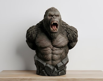 Kong Bust STL: King Kong 3D-model, standbeeld van Kong, 3D-model monster, actiefiguur STL-bestand, 3D-printerbestand, Ape stl-bestand
