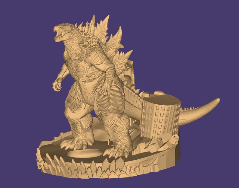 Modelo 3D de Godzilla: Diorama de Godzilla (archivo STL), Monstruo STL, Modelo 3D de Monstruo, Rey Monstruo 3D, Figura de Acción STL, Archivo para impresora 3D imagen 10