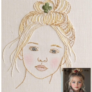 Gepersonaliseerd portret, op maat gemaakt borduurportret, handgemaakt van uw foto, uniek gepersonaliseerd cadeau, geborduurd kinderportret.