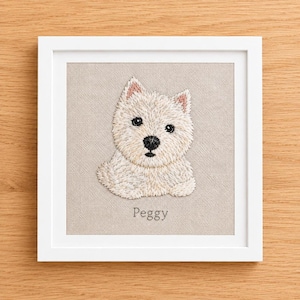 Custom Dog Portrait Embroidery, 3x4 Inch Cotton Art in 6x8 Frame