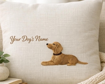 Coussin personnalisé pour chien, housse de coussin brodée avec portrait d'animal de compagnie, cadeau pour amoureux des chiens, coussin personnalisé pour animaux de compagnie