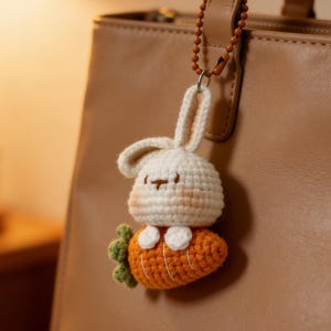 Patrón de llavero de conejito zanahoria a crochet, tutorial de amigurumi, primavera caprichosa 2026 (descarga en PDF)