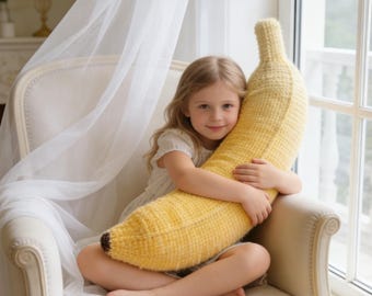 Crochet Banana Pillow Pattern PDF Ombre Yarn Chunky Home Decor Soft Plush Gift Tutorial