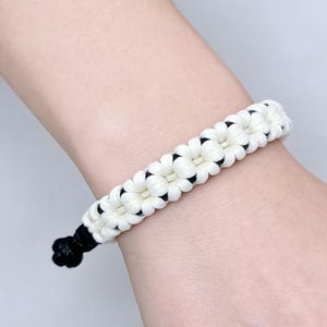 Puff Flower Macrame Bracelet PDF Pattern | Leather Cord DIY Gift Step by Step Tutorial