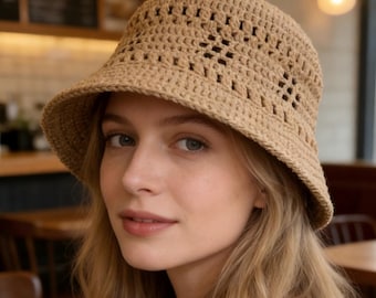 Lace Fisherman Hat Crochet Pattern PDF, Boho Summer Sun Hat, Beginner Friendly Tutorial, Instant Download
