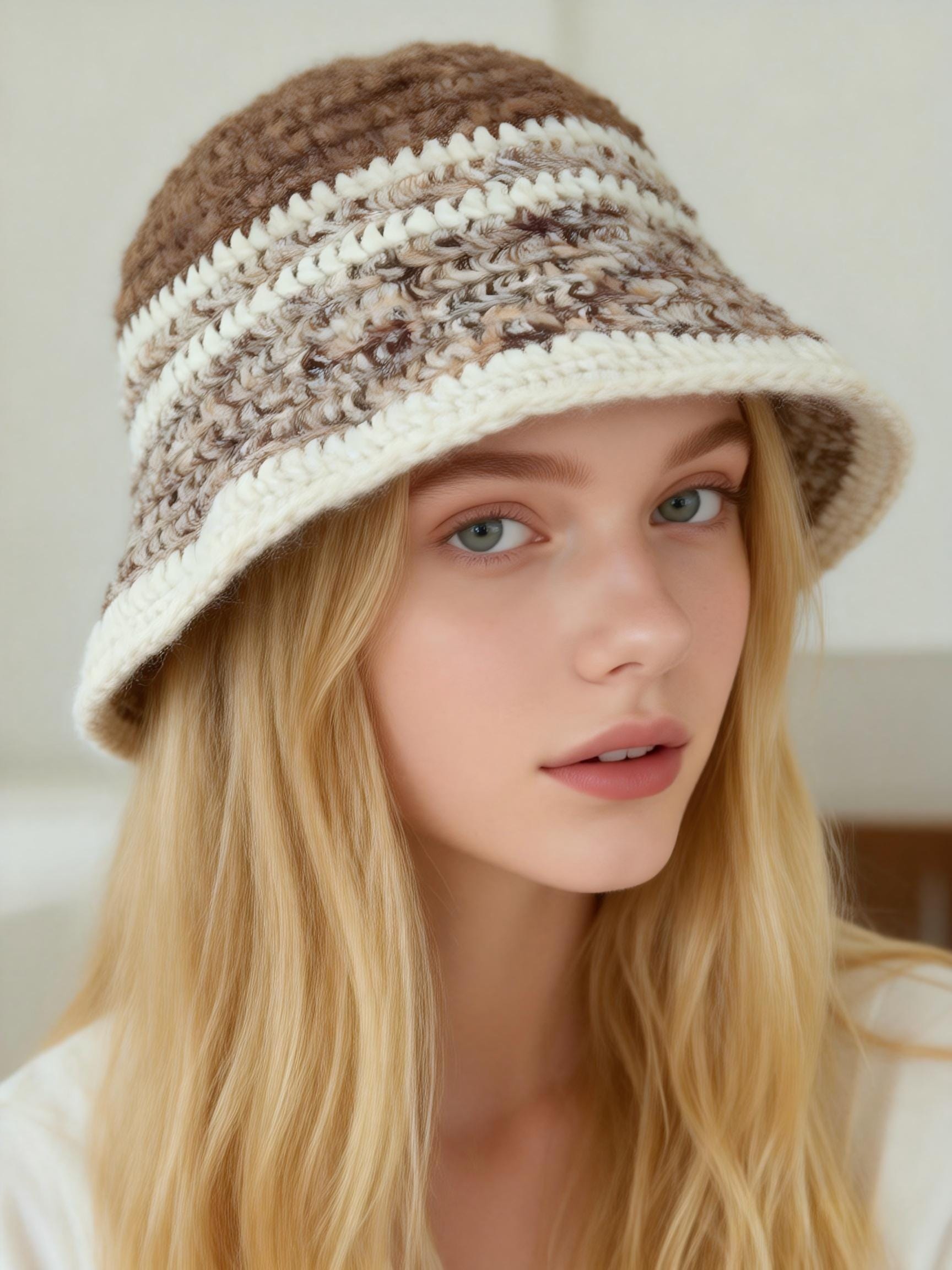 Crochet Bucket Hat Pattern PDF Striped Design Beginner Friendly Color ...
