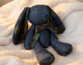 Vintage denim konijnenpop naaipatroon | Digitale pdf-tutorial + afdrukbaar papieren patroon: handleiding handgemaakt