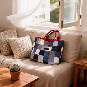 PDF-tutorial patchwork spijkertas - handleiding upcycled jeans, direct download voor beginners afbeelding 6