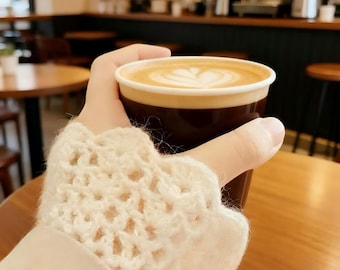 Romantic Lace Fingerless Gloves Crochet Pattern PDF, Elegant Hand Warmers, Cozy Coffee & Reading Accessory, Beginner Tutorial