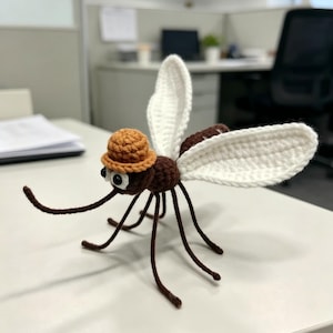 Mosquito Crochet Pattern, Poseable Insect Amigurumi PDF with Hat, Wings and Wire Legs
