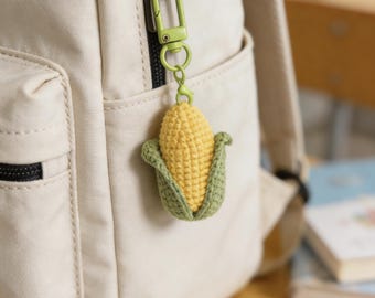 Crochet Corn Charm Pattern Harvest Thanksgiving Gift Vegetable Keychain Beginner Fall