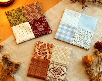 Patchwork Coaster Sewing Tutorial PDF, DIY Fabric Coasters for Home Decor and Handmade Gifts