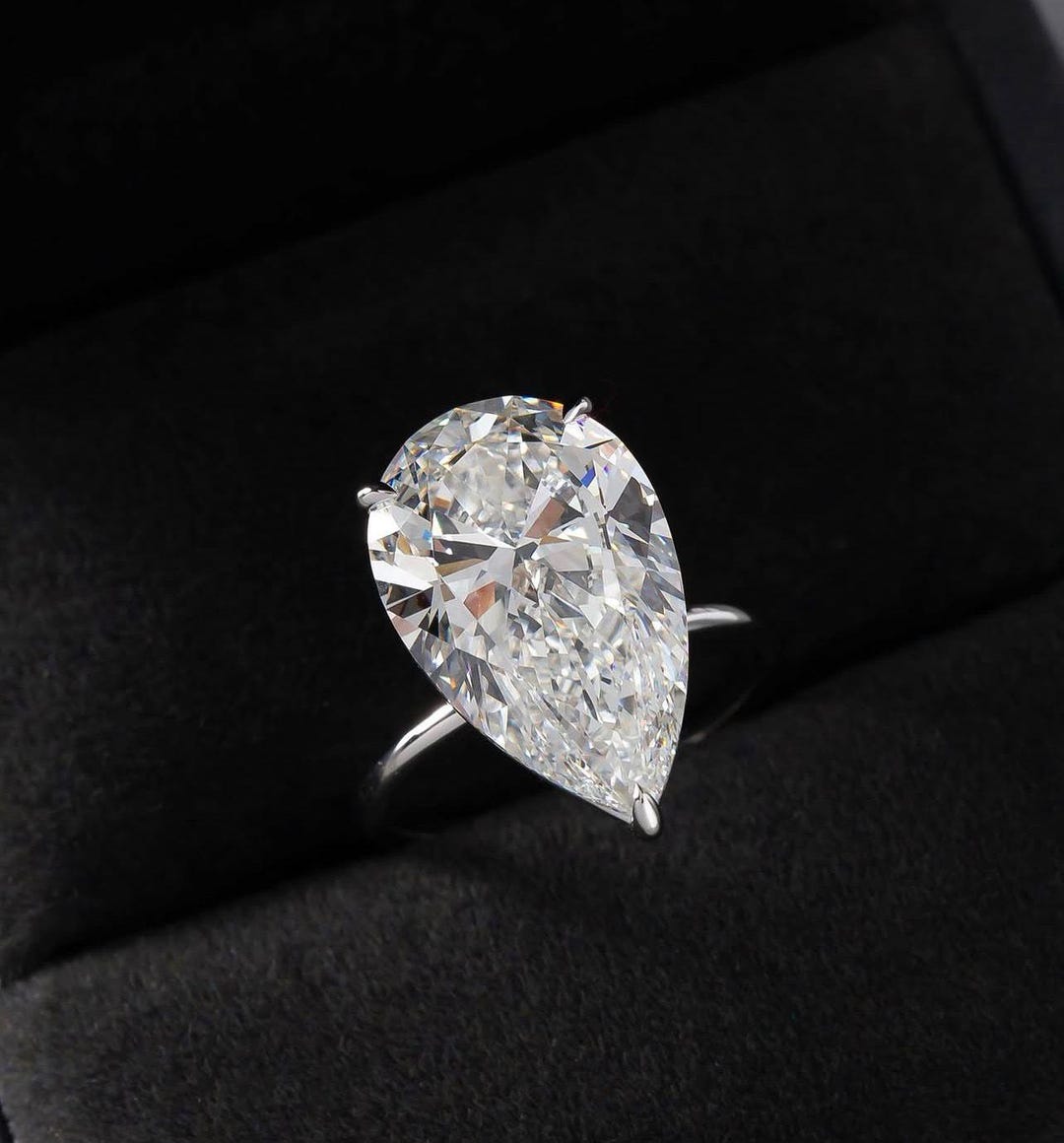 Pear Cut Lab Grown Diamond Ring - 1 CT–3 CT Engagement & Wedding Ring ...
