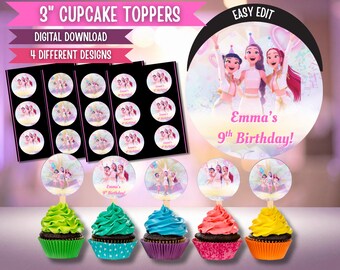 KPOP Demon Hunters Cupcake Toppers, Huntrix Birthday Party Decor (PDF)