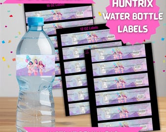 Kpop Demon Hunter Water Bottle Labels, Huntrix Party Decor (PDF)