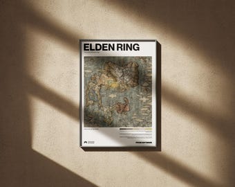Elden Ring Karte | Spiel des Jahres 2022 | Digitales Kunstposter