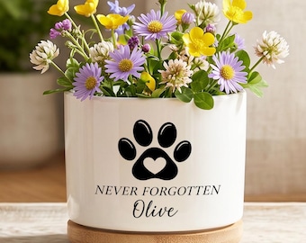 Personalized Paw Print Ceramic Planter, Mini Flower Pot for Pet Lovers, Cute Dog Mom Gift, Small Indoor Plant Pot for Desk Decor