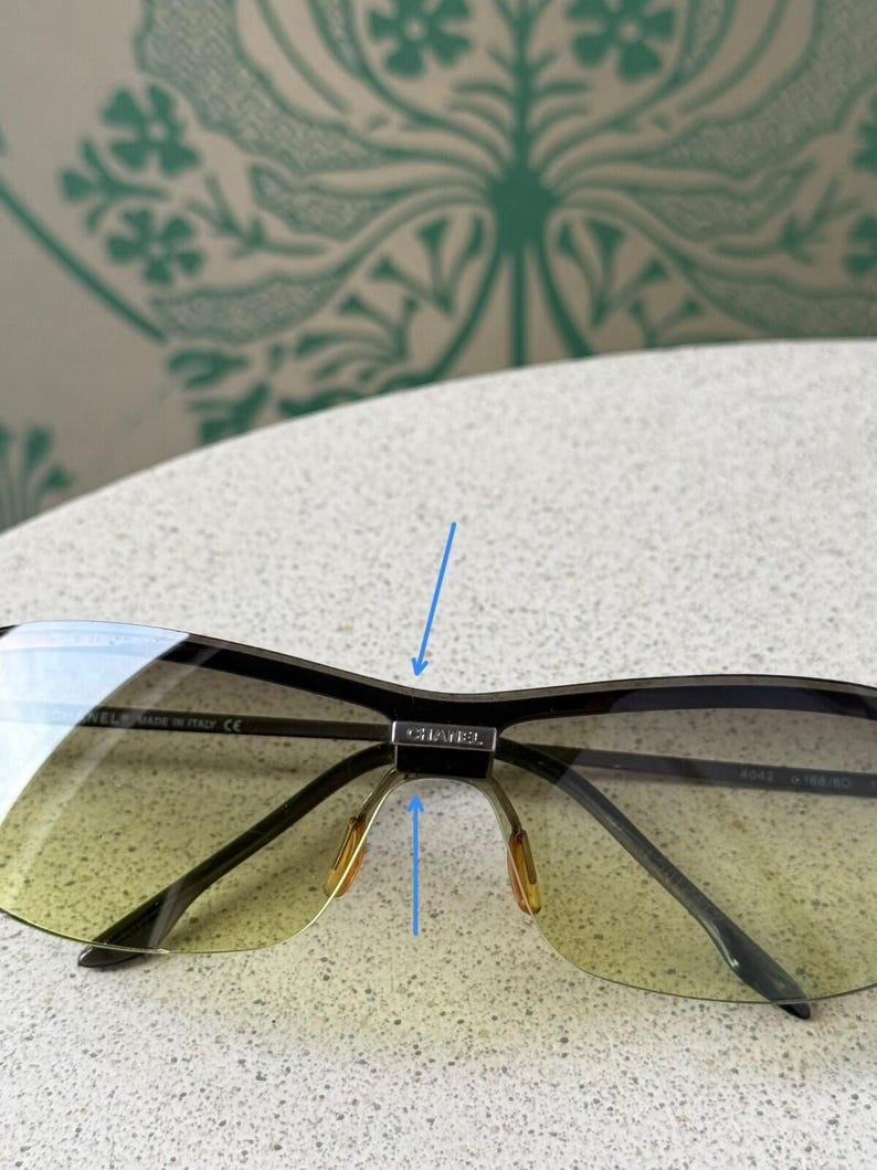 Vintage Chanel Schild Maske Grün Silber Licht Sonnenbrille 4042 Bild 14