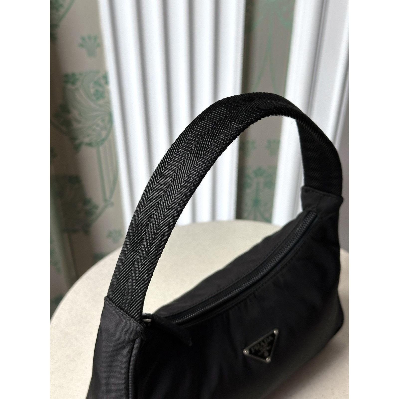 Vintage 2000 Prada Mini Black Nylon Hobo Bag With Triangle Logo - Etsy