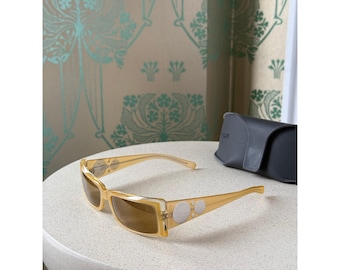 Vintage Miu Miu Logo Spiegel Gelb Frauen Sonnenbrille SMU021E