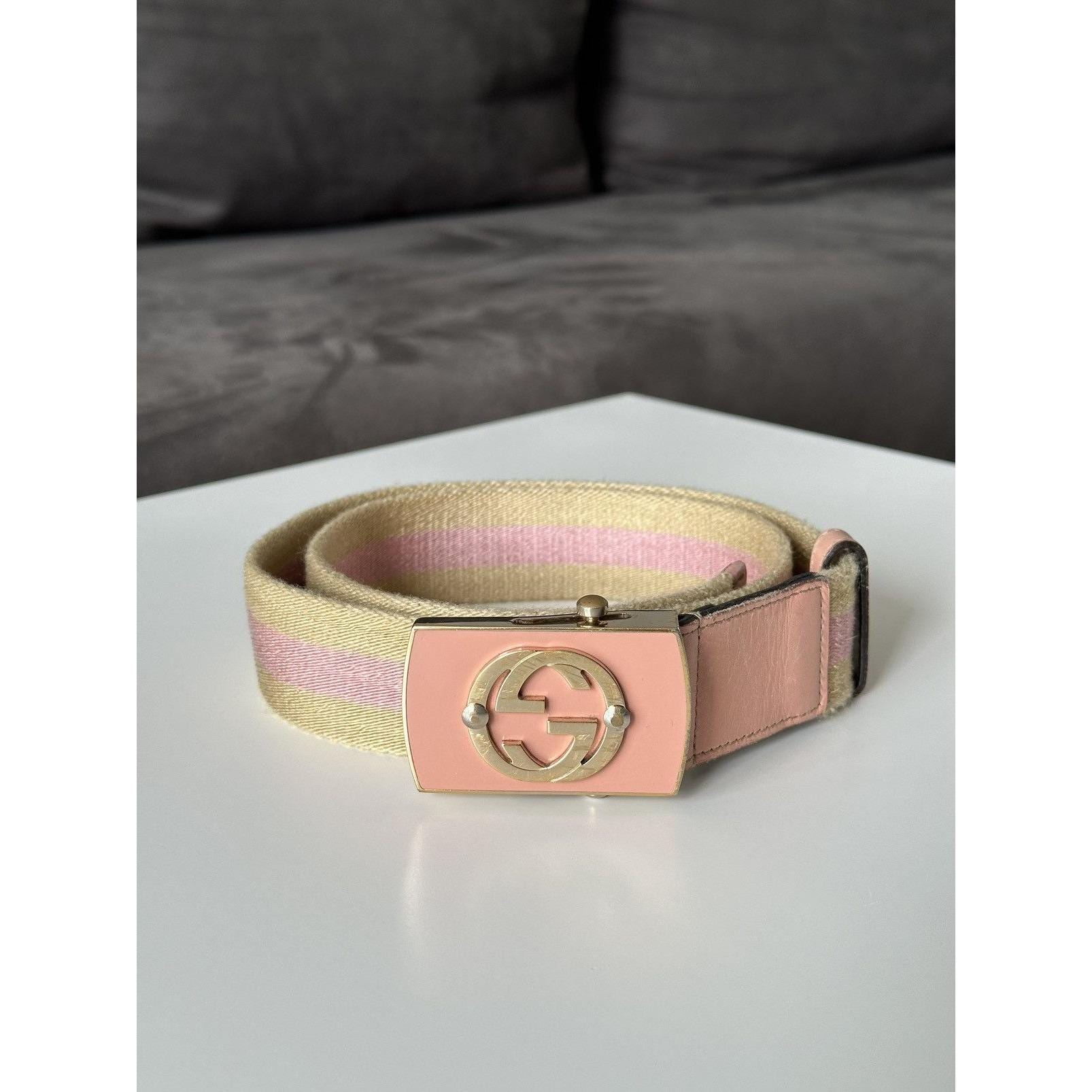 New Gucci Belt Leather Interlocking GG Buckle Gold Pink Belt..Authentic!! Pink Gucci Belt New Gucci Belt Leather Interlocking G Buckle  main image 4