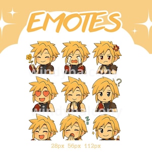 MEGA EMOTE PACK Final Fantasy Rebirth Cloud Tifa Aerith Barret Chibi Emotes voor Twitch Twitch-emotes