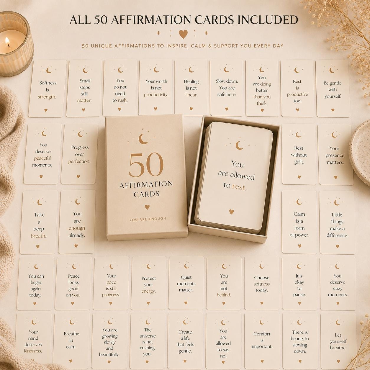 Printable Affirmation Cards PDF | 50 Positive Affirmations |selfcare ...