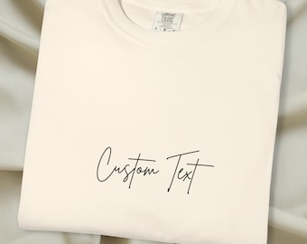 Personalized Custom Text T Shirt Minimal Handwritten Script Unisex