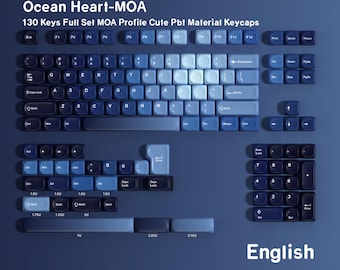 Ocean Heart MOA Profile Keycap Set, 130 Keys PBT Dye-Sublimated