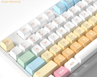 Macaron Theme Keycap Set, 132 Keys 5-Side Dye-Sublimated PBT Cherry Profile, Pastel Dessert Keycaps for Mechanical Keyboard