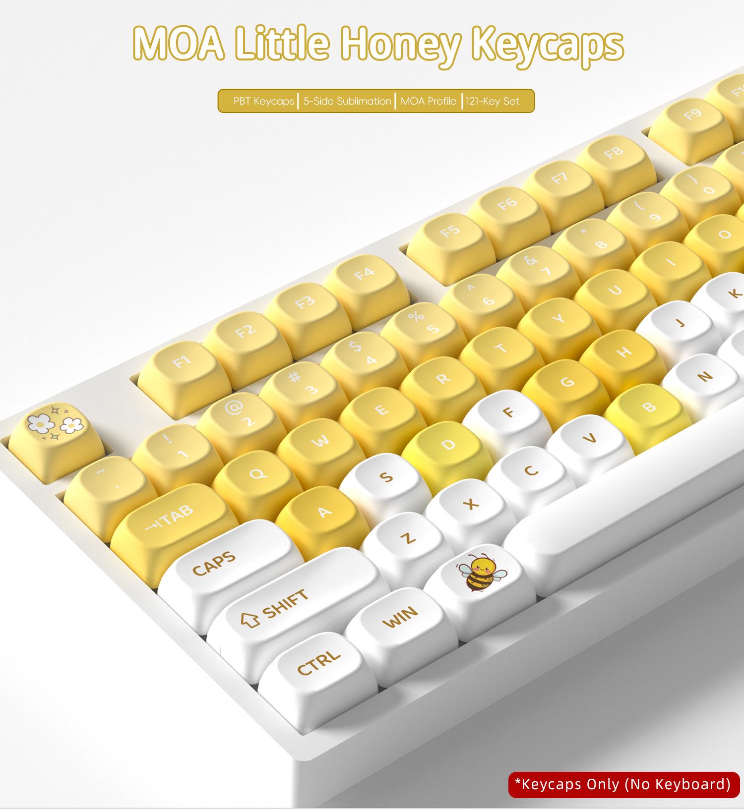 Little Bee Theme Keycap Set, 121 Keys 5-side Dye-sublimated PBT