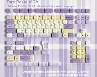 Taro Milk Pudding MOA Profile Keycap Set, PBT Dye-Sublimated, Pastel Purple Keycaps for Mechanical Keyboard