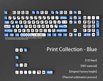 Prints Collection Theme Keycap Set, 132 Keys Top Print Dye-Sub & 4-Side Shine-Through PBT Cherry Profile, Universal for Mechanical Keyboards