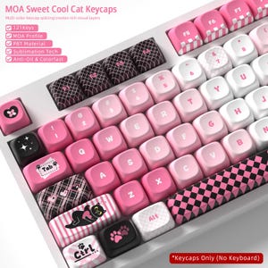 Sweet Cool Cat MOA Keycap Set | PBT 5-Side Dye-Sublimated | 121 Keys | Mechanical Keyboard