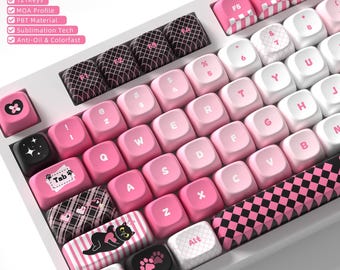 Sweet Cool Cat MOA Keycap Set | PBT 5-Side Dye-Sublimated | 121 Keys | Mechanical Keyboard