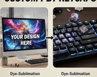Custom Keycaps Personalized PBT Sublimation,Cherry Profile,Top/Side Lits,DIY Mechanical Keyboard Keycap Set,Personalized Gift for Gamers