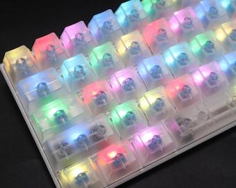 ABS Blank OEM Transparent Crystal Keycap Set | Frosted Colored | 104 Keys | Mechanical Keyboard