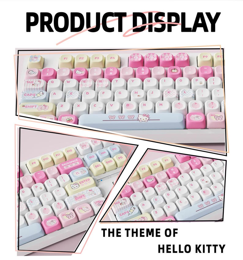 Hello Kitty Keypad Hello Kitty Theme Keycap Set, 121 Keys 5-side Dye-sublimated PBT MOA ...